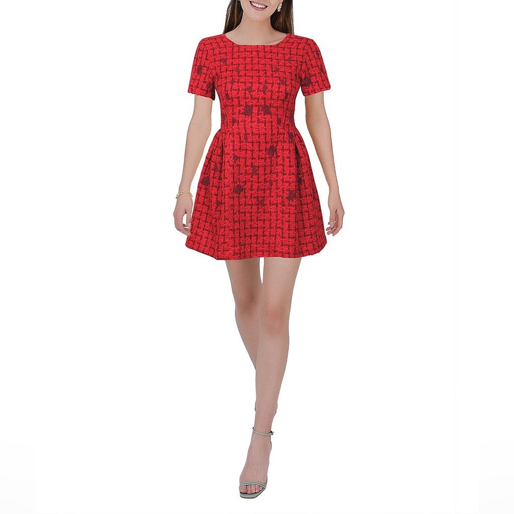 Fanm Mon Samantha Tweed Dress size Large L red mini
